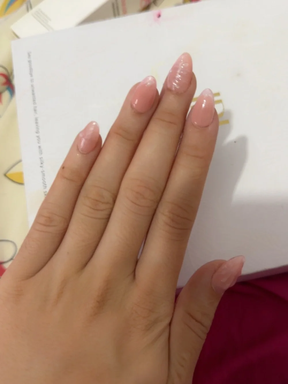 Pink Almond Press-On Nails - homemade message me if u want me to make them for u